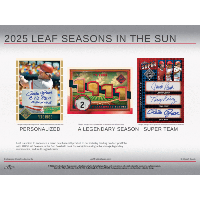 2025 Leaf Seasons in the Sun Baseball Hobby Box