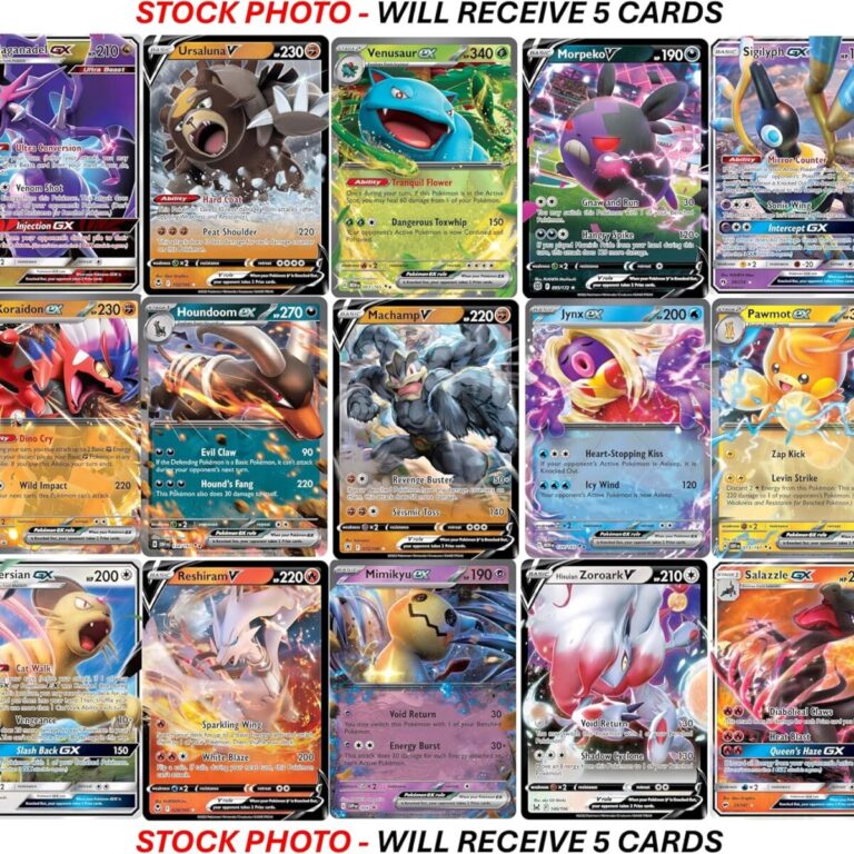 5 Pokemon Ultra Rare Card Lot – V, Gx, ex, Assorted Variety – No...
