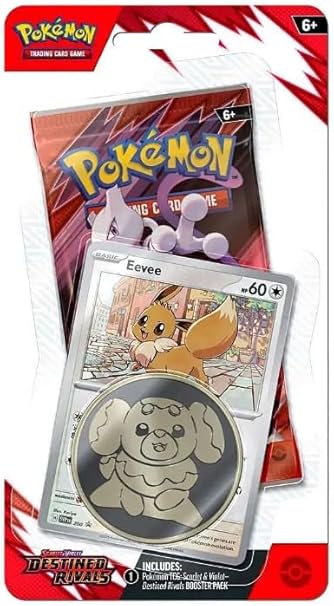 Pokemon TCG Trading Card Game Scarlet and Violet Destined Rival Single Pack Booster with Coin and Promo Card (Eevee)